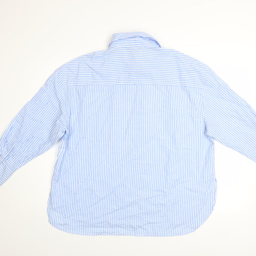 Dunnes Men Blue Striped Cotton Long Sleeve Regular Fit Shirt L
