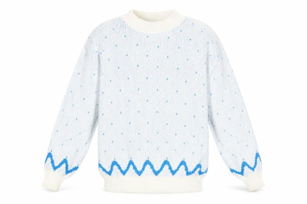 Front view of Cabin Creek Men’s Blue Acrylic Chunky Knit jumper M