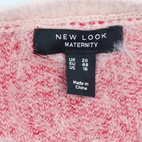 New Look Women Pink Sequin Christmas Kisses Maternity Jumper Size 20