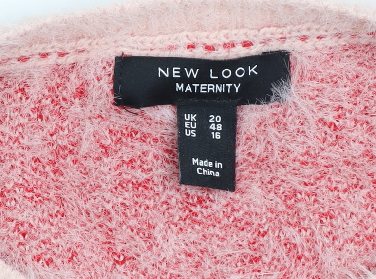 New Look Women Pink Sequin Christmas Kisses Maternity Jumper Size 20