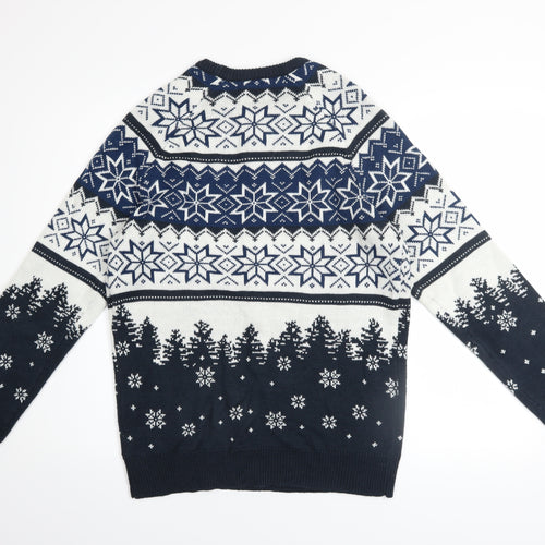 Coca-Cola Men's Blue Christmas Jumper M Holiday Fair Isle Sweater