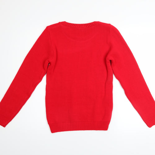 Boohoo Women Red Reindeer Christmas Pullover Jumper Size 4