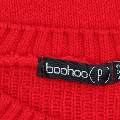 Boohoo Women Red Reindeer Christmas Pullover Jumper Size 4