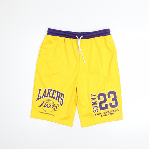NBA Boys Yellow Basketball Shorts 14-15 Years Athletic Mesh Polyester