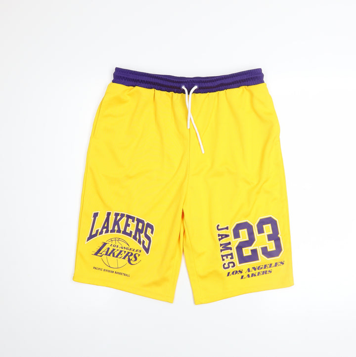 NBA Boys Yellow Basketball Shorts 14-15 Years Athletic Mesh Polyester