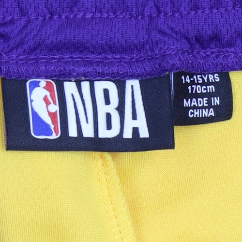 NBA Boys Yellow Basketball Shorts 14-15 Years Athletic Mesh Polyester