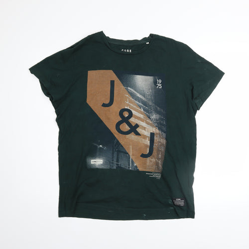 Jack & Jones Men’s Green Graphic Print Cotton T-Shirt L