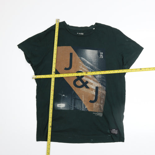 Jack & Jones Men’s Green Graphic Print Cotton T-Shirt L
