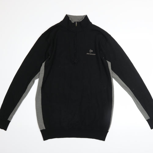 Dunlop Men's Black Grey 1/4 Zip Golf Jumper Sweater Size M