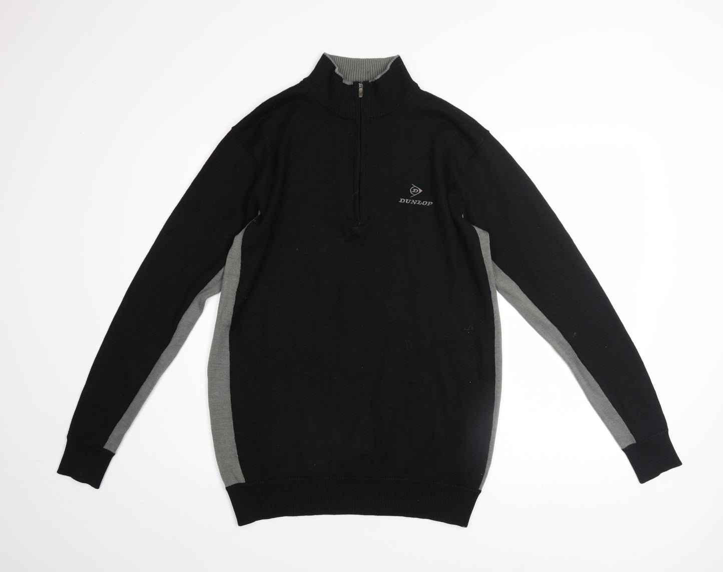 Dunlop Men's Black Grey 1/4 Zip Golf Jumper Sweater Size M