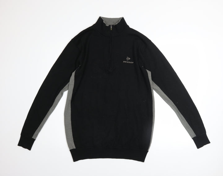 Dunlop Men's Black Grey 1/4 Zip Golf Jumper Sweater Size M
