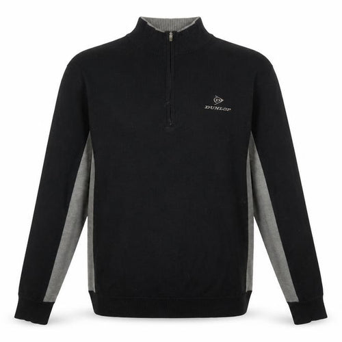 Dunlop Men's Black Grey 1/4 Zip Golf Jumper Sweater Size M
