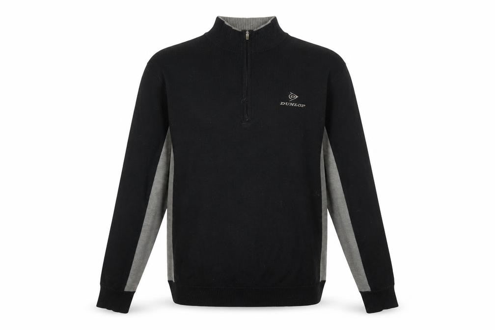Dunlop Men's Black Grey 1/4 Zip Golf Jumper Sweater Size M