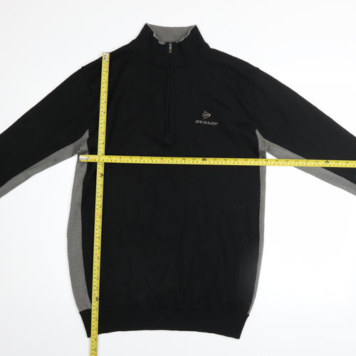 Dunlop Men's Black Grey 1/4 Zip Golf Jumper Sweater Size M