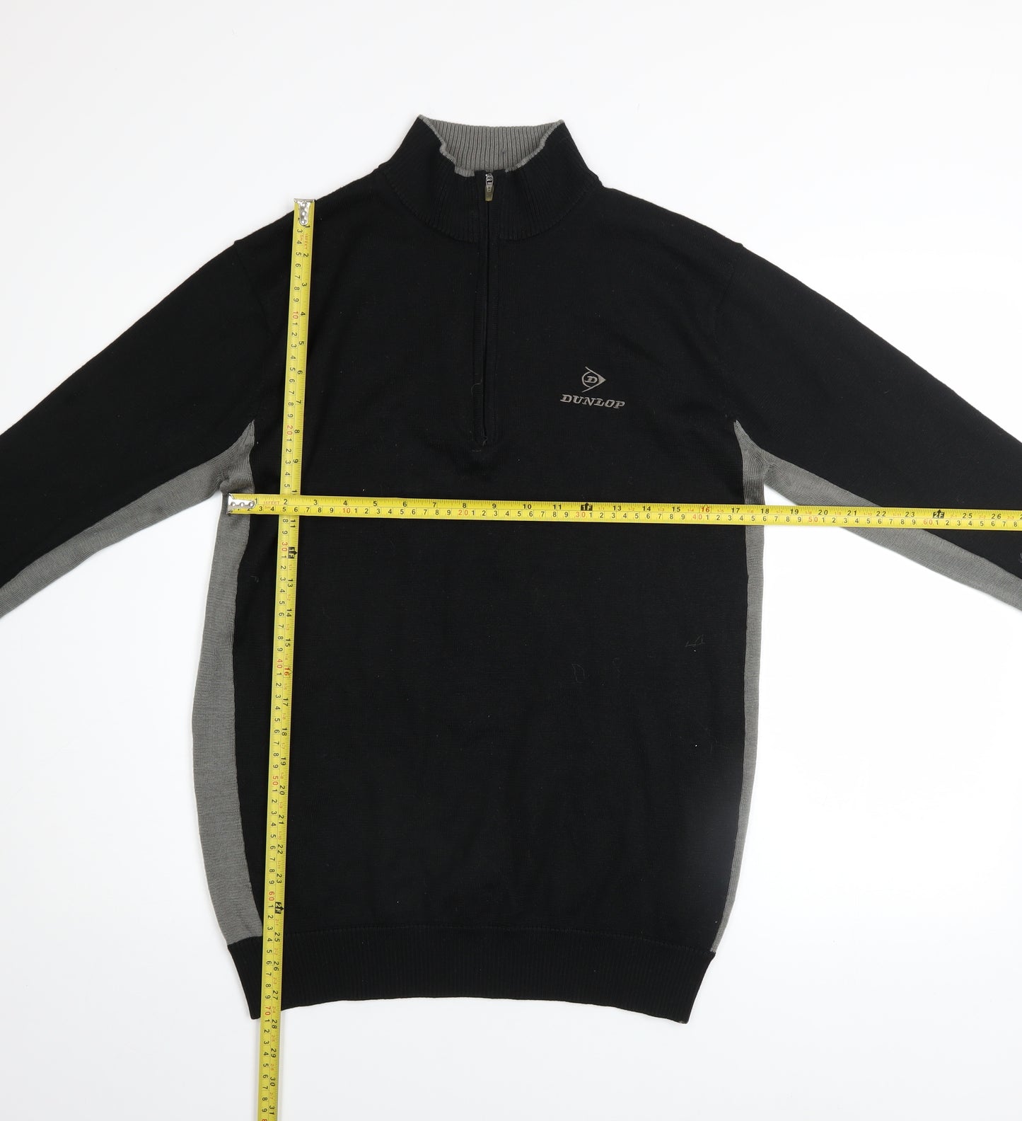 Dunlop Men's Black Grey 1/4 Zip Golf Jumper Sweater Size M