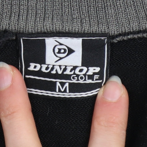 Dunlop Men's Black Grey 1/4 Zip Golf Jumper Sweater Size M