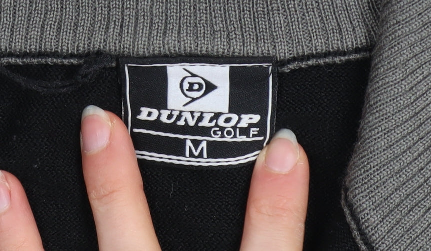 Dunlop Men's Black Grey 1/4 Zip Golf Jumper Sweater Size M