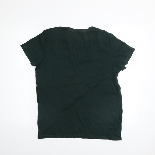 Jack & Jones Men's Green Cotton Graphic Logo T-Shirt Size L