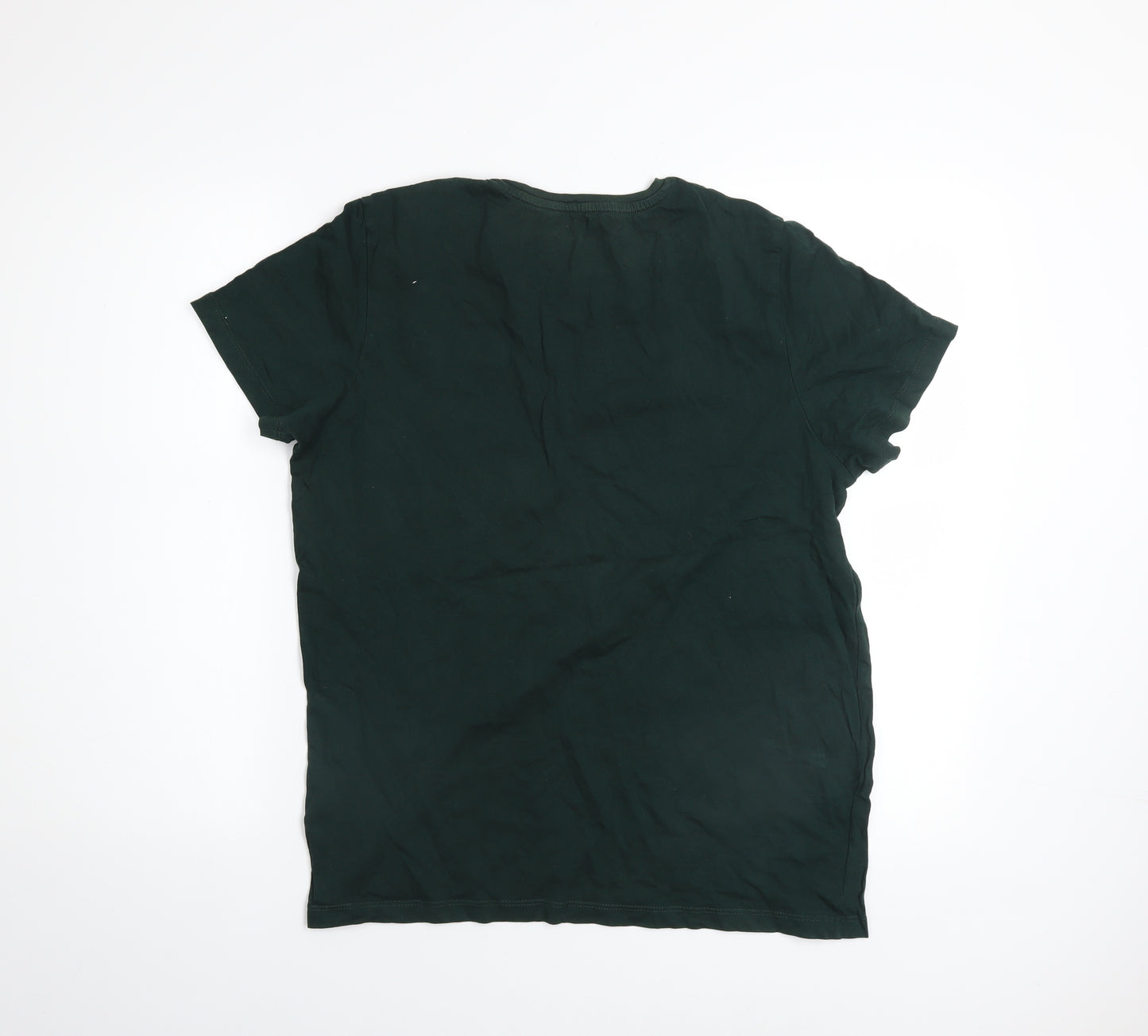 Jack & Jones Men's Green Cotton Graphic Logo T-Shirt Size L