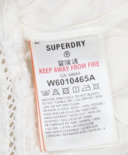 Superdry Womens Ivory Off Shoulder Boho Long Sleeve Blouse Size 10