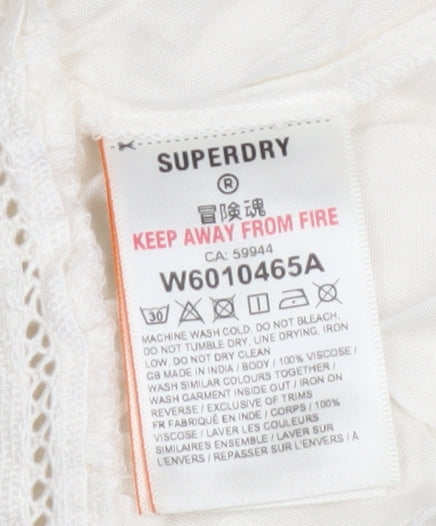 Superdry Womens Ivory Off Shoulder Boho Long Sleeve Blouse Size 10
