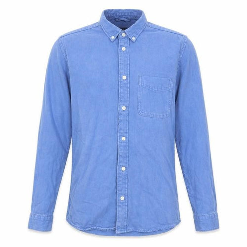 Zara Men Blue Cotton Button-Up Long Sleeve Casual Shirt Size S