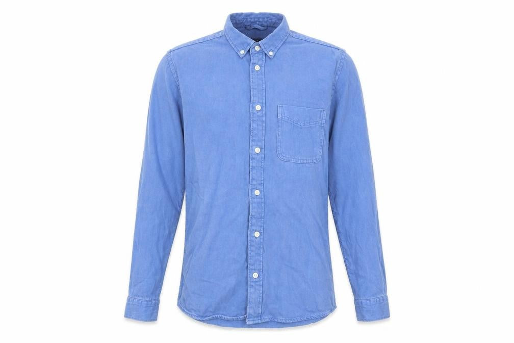 Zara Men Blue Cotton Button-Up Long Sleeve Casual Shirt Size S