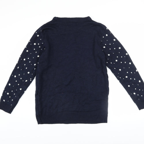 Primark Boys Navy The Grinch Christmas Jumper 14-15 Years Acrylic Blend