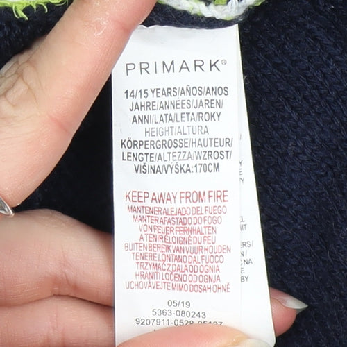 Primark Boys Navy The Grinch Christmas Jumper 14-15 Years Acrylic Blend