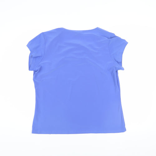 Nightingales Womens Blue Sweetheart Neck Short Sleeve Blouse Size 14