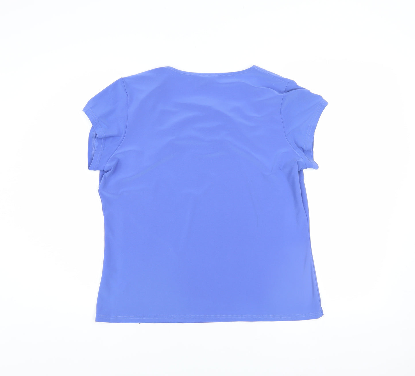 Nightingales Womens Blue Sweetheart Neck Short Sleeve Blouse Size 14