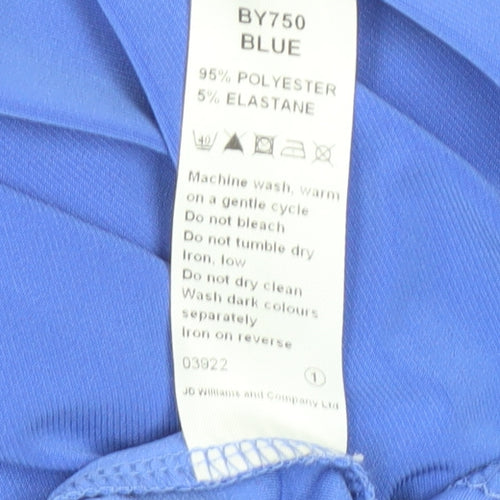 Nightingales Womens Blue Sweetheart Neck Short Sleeve Blouse Size 14