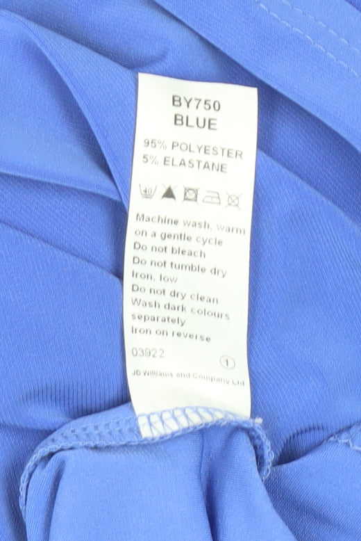 Nightingales Womens Blue Sweetheart Neck Short Sleeve Blouse Size 14