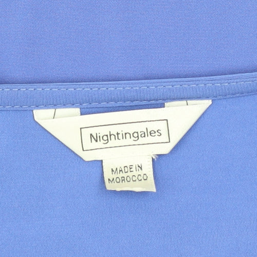 Nightingales Womens Blue Sweetheart Neck Short Sleeve Blouse Size 14