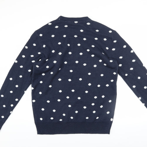 H&M Men Blue Christmas Dog Graphic Jumper M Pullover Knit