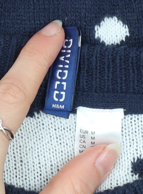 H&M Men Blue Christmas Dog Graphic Jumper M Pullover Knit