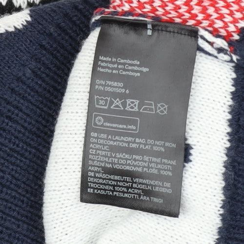 H&M Men Blue Christmas Dog Graphic Jumper M Pullover Knit