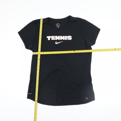 Nike Women's Black Dri-FIT Tennis T-Shirt Size L Short Sleeve Sports Top