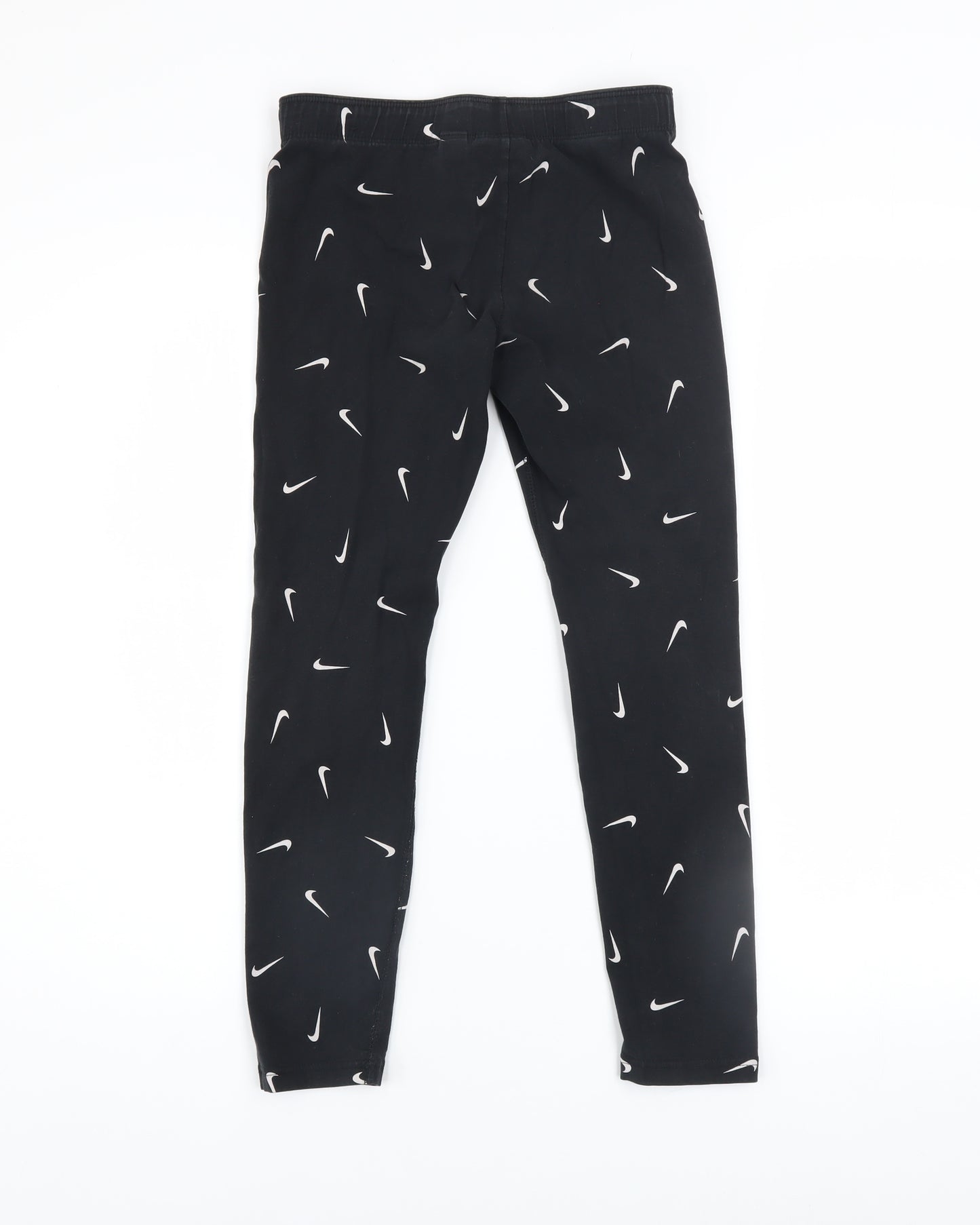 Nike Girls Black Cotton Stretch Logo Ankle Leggings Size 146 Slim Fit