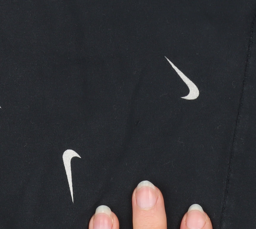 Nike Girls Black Cotton Stretch Logo Ankle Leggings Size 146 Slim Fit