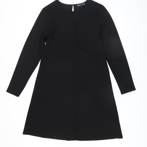Marks and Spencer Women Black Size 12 A-Line Long Sleeve Dress