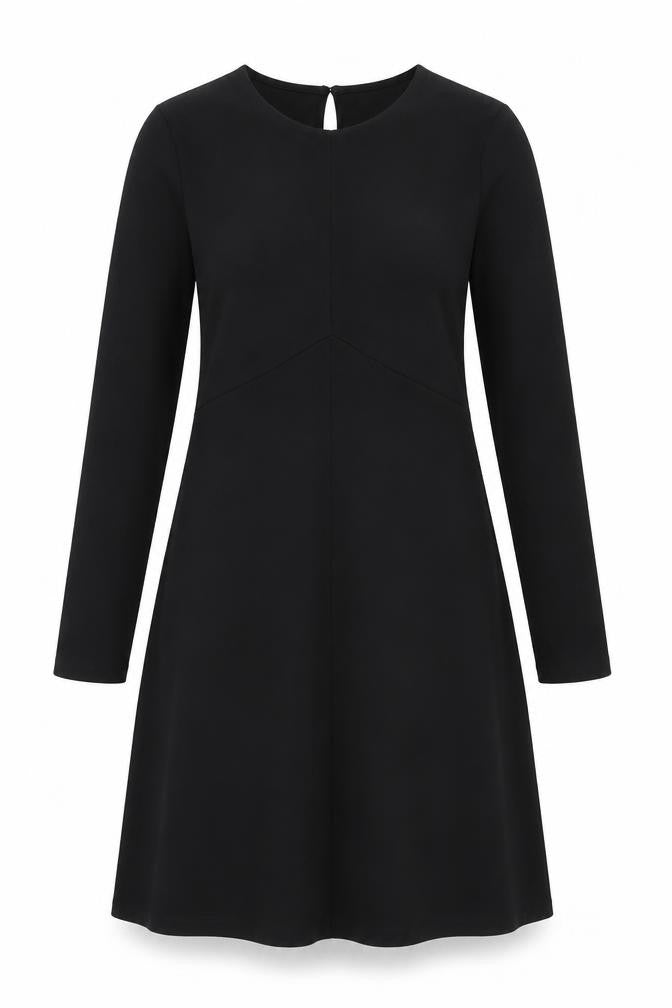 Marks and Spencer Women Black Size 12 A-Line Long Sleeve Dress