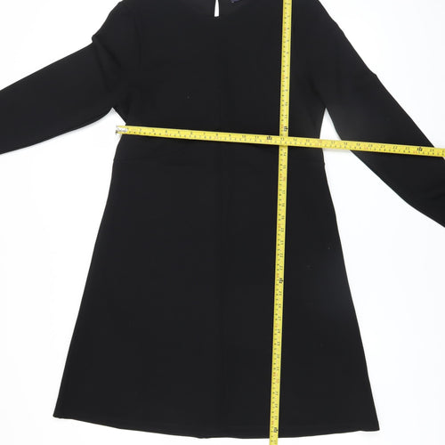 Marks and Spencer Women Black Size 12 A-Line Long Sleeve Dress