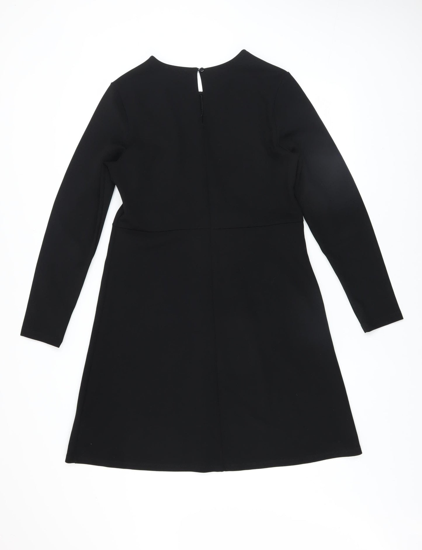Marks and Spencer Women Black Size 12 A-Line Long Sleeve Dress