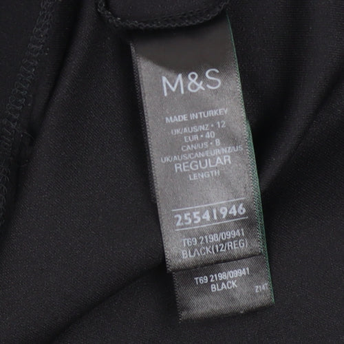 Marks and Spencer Women Black Size 12 A-Line Long Sleeve Dress