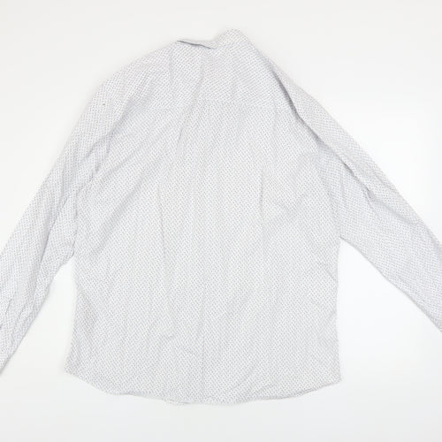 Jack & Jones Mens White Patterned Slim Fit Button-Up Shirt 2XL