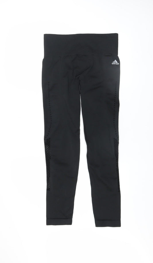 Adidas Women Black Seamless Knit Gym Leggings Size 12