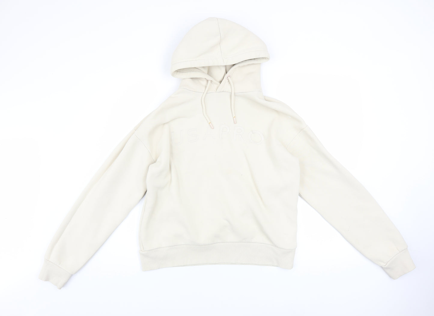USA Pro Womens Beige Hooded Pullover Sweatshirt UK 8