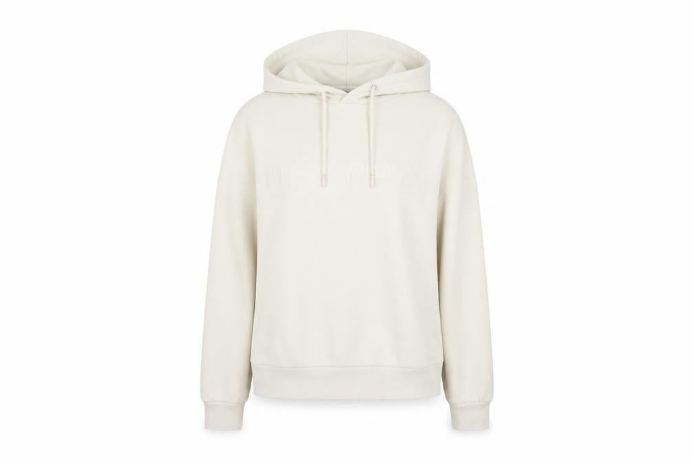 Front view of USA Pro women’s beige hooded pullover sweatshirt uk 8
