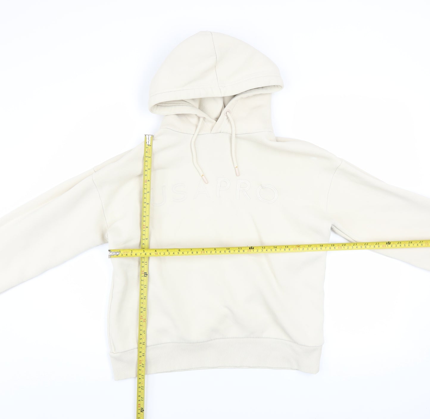 USA Pro Womens Beige Hooded Pullover Sweatshirt UK 8
